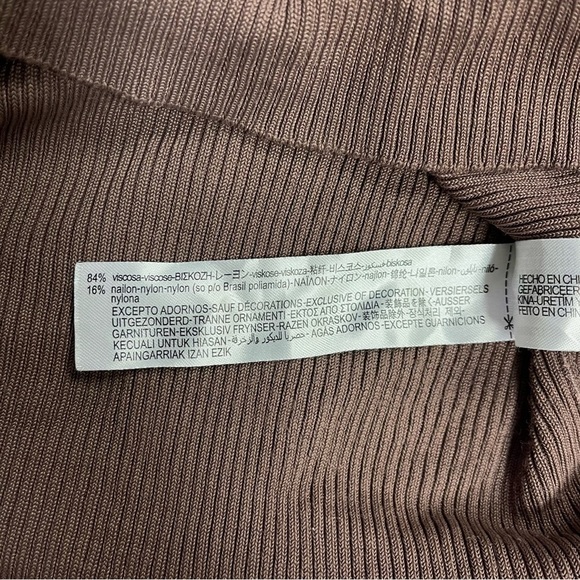 Zara Ribbed  Crop Cardigan Velvet Lined Buttons Knit Brown Women's‎ Size Medium - Picture 10 of 13